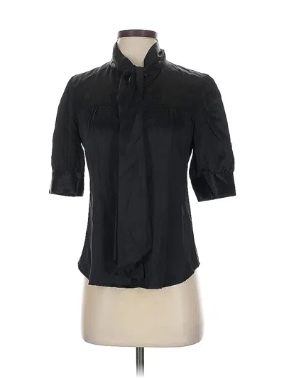 Pre-owned Sanctuary 3/4 Sleeve Silk Top Black Mock Neckline Tops