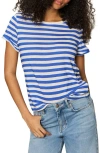 Sanctuary Abstract Print Cotton T-shirt In Cobalt/white Stripe