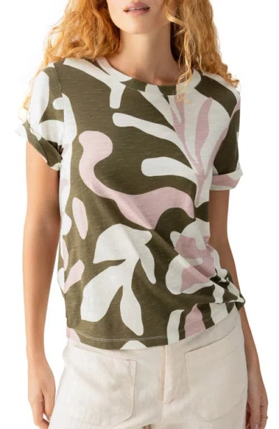 Sanctuary Abstract Print Cotton T-shirt In Fatigue Mineral