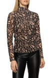 Sanctuary Abstract Print Mesh Top In Brown