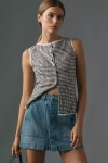 Sanctuary All Buttoned Up Utility Denim Mini Skirt In Blue