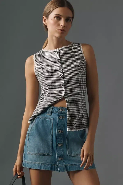 Sanctuary All Buttoned Up Utility Denim Mini Skirt In Blue