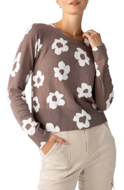 Sanctuary All Day Long Floral Cotton Blend Sweater In Cocoa Flower