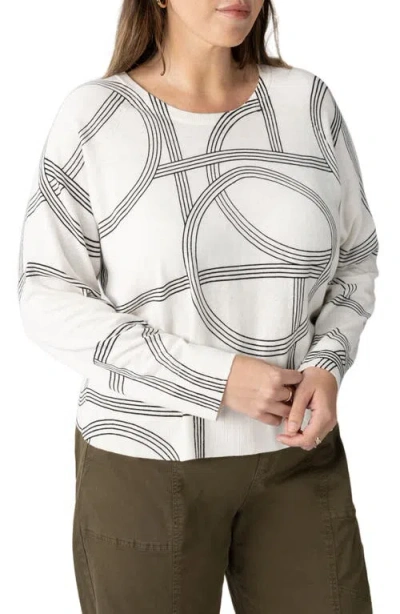 Sanctuary All Day Long Floral Cotton Blend Sweater In Graphic Lines