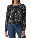 Sanctuary Silvana Floral Knit Long Sleeve Sweater In Black In Rose Stencil Black