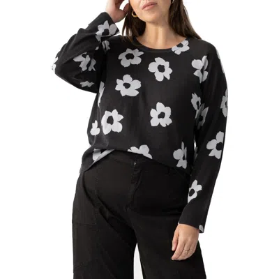 Sanctuary All Day Long Sweater In Black/pearl Blue