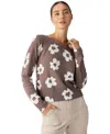 Sanctuary All Day Long Floral Cotton Blend Sweater In Cocoa Flower Pop