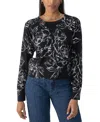 Sanctuary Silvana Floral Knit Long Sleeve Sweater In Black In Rose Stencil Black
