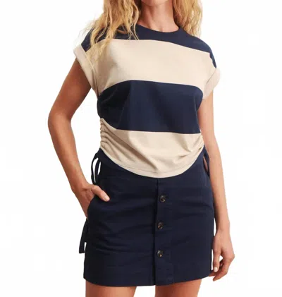 Sanctuary All Day Ruched Tee In Navy Blazer/dark Opal Rugby In Blue