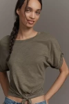 Sanctuary All Day Tie-front Tee In Green