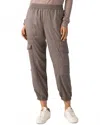 Sanctuary All The Way Soft Cargo Jogger Pants In Coco In Gray