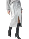 Sanctuary Metallic Faux Leather Midi Skirt In Silver
