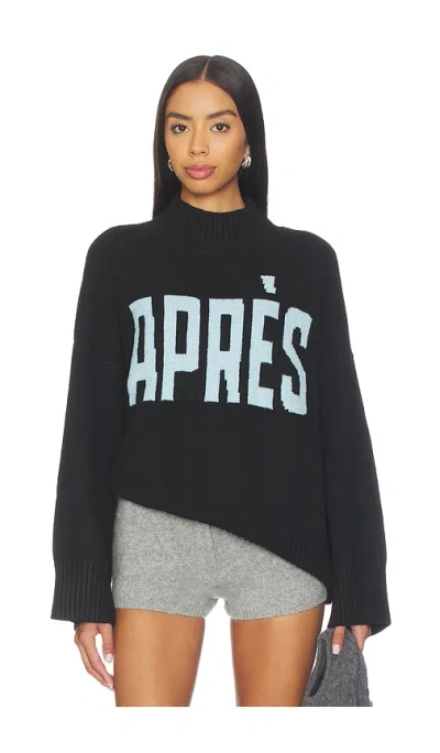 Sanctuary Apres Intarsia High Mock Logo Sweater In Blue