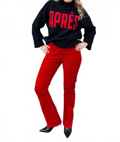 Sanctuary Apres Intarsia Mock Sweatshirt In Black/mars Red