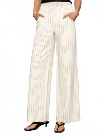 SANCTUARY ARDEN WIDE LEG JEANS IN BLEACHED WHITE PINSTRIPE
