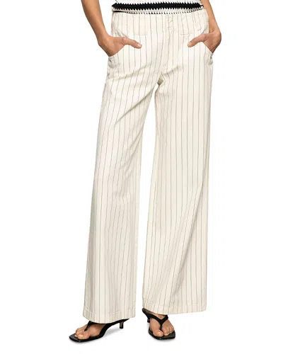 Sanctuary Arden Wide Leg Pants In Bleached White Pinstripe