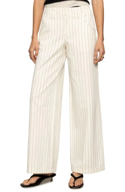 Sanctuary Arden Wide Leg Pants In Bleached White Pinstripe In Neutral