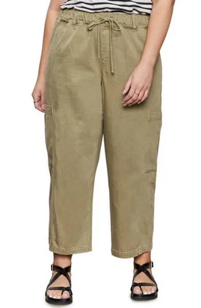 Sanctuary Area Pull-on Ankle Wide Leg Twill Cargo Pants In Brown