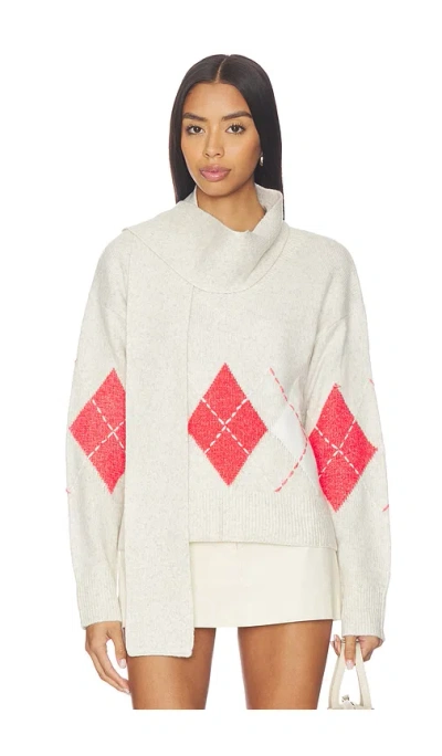 Sanctuary Argyle Scarf Sweater In Tulip Multi Argyle