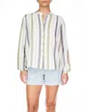 Sanctuary As You Are Button Front Shirt In Ocean Stripe In Beige