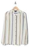 Sanctuary As You Are Linen Blend Button-up Shirt In Ocean Stripe