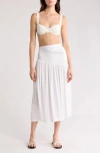 Sanctuary Asymmetric Mixed Media Cover-up Maxi Skirt In White