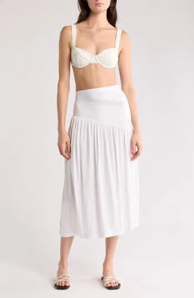 Sanctuary Asymmetric Mixed Media Cover-up Maxi Skirt In White