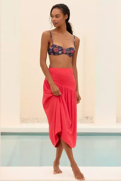 Sanctuary Asymmetrical Drop-waist Midi Skirt In Red
