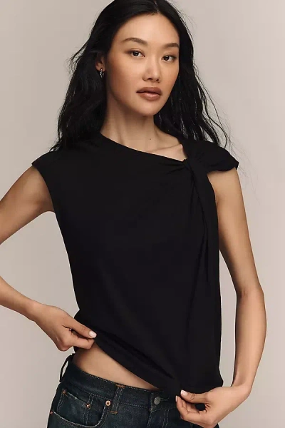 Sanctuary Asymmetrical Twisted Muscle Tee In Black