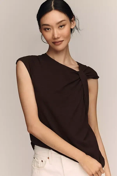 Sanctuary Asymmetrical Twisted Muscle Tee In Black