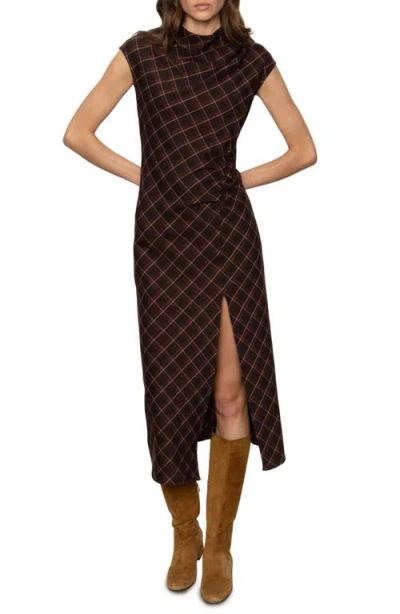 Sanctuary Autumn's Best Plaid Midi Dress In Brown