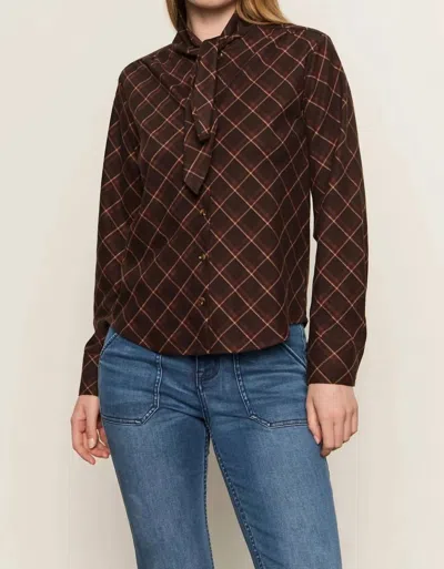 Sanctuary Autumn Collared Blouse In Cocoa Plaid In Brown