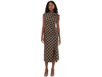 Sanctuary Autumn Edit Dress Women's Dress Autumn Goldie Plaid: Sm (us 4-6), Polyester/rayon/spandex In Black