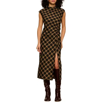 Sanctuary Autumn Edit Plaid Midi Dress In Black/autumn Goldie Plaid