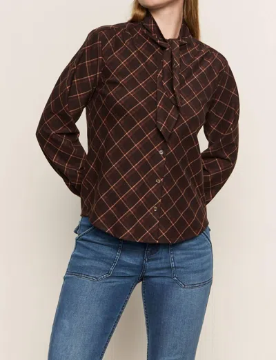 SANCTUARY AUTUMN PLAID BUTTON-UP SHIRT IN COCOA PLAID
