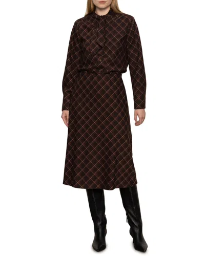 Sanctuary Autumn Plaid Midi Skirt In Cocoa Plaid In Brown