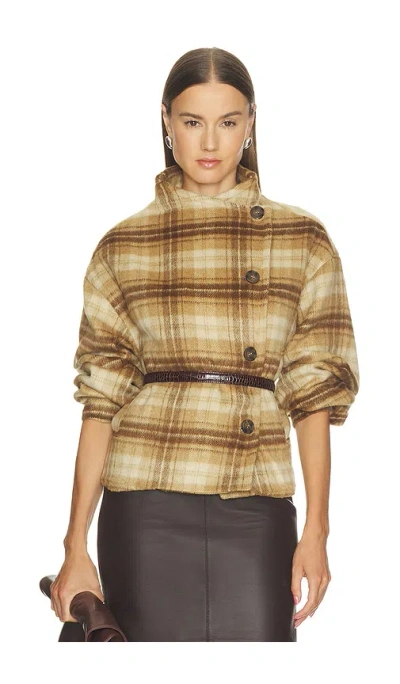 Sanctuary Avery Asymmetrical Jacket In Dark Bone Plaid