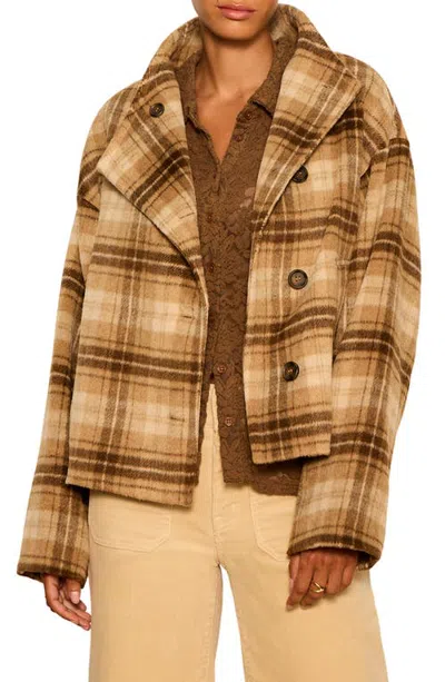 Sanctuary Avery Plaid Asymmetric Jacket In Brown