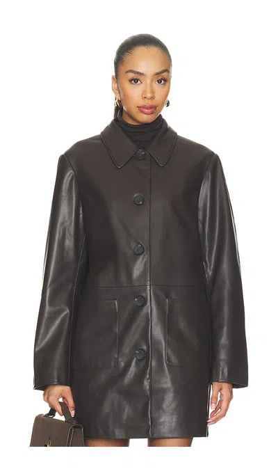Sanctuary Avid Faux Leather City Coat In Brown