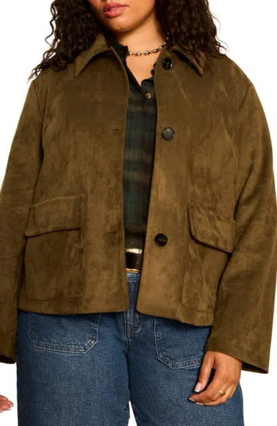 Sanctuary Avid Faux Suede Jacket In Brown