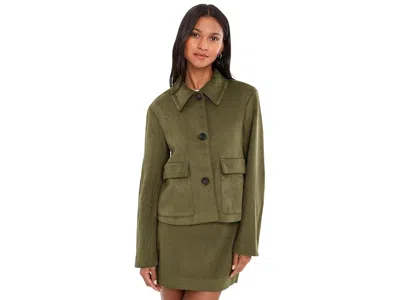 Sanctuary Avid Suede Jacket Women's Jacket Light Kalamata: Xs (us 2), Polyester In Green