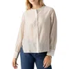 Sanctuary Band Collar Button-up Shirt In Neutral