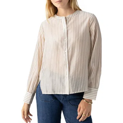 Sanctuary Band Collar Button-up Shirt In Light Marble