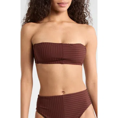 Sanctuary Bandeau Rib Bikini Top In Brown