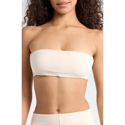Sanctuary Bandeau Rib Bikini Top In Neutral