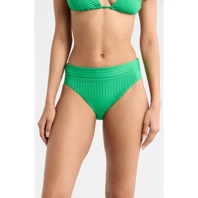 Sanctuary Banded Rib Hipster Bikini Bottoms In Green
