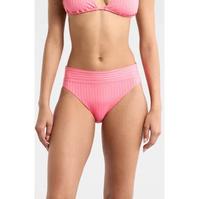 Sanctuary Banded Rib Hipster Bikini Bottoms In Pink