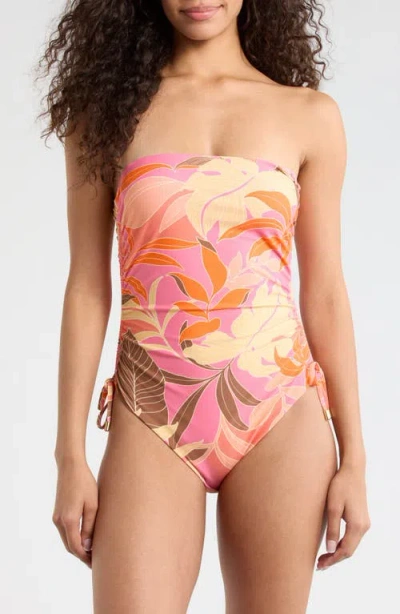 Sanctuary Banded Side Ruched One-piece Swimsuit In Multi