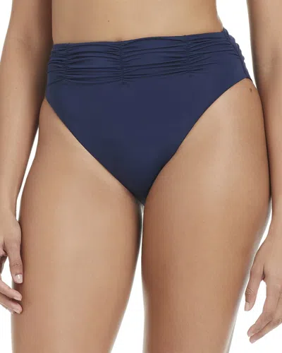 Sanctuary Shirred High Waist Bikini Bottoms In Blue