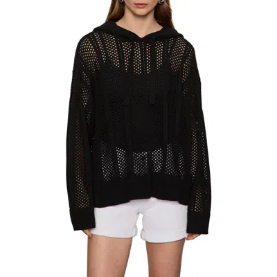 Sanctuary Beach Open Knit Hoodie In Black